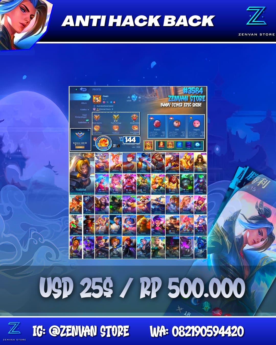 #3584 🔥 144 Skins 🔥 Collector Natalia 🔥 Many Limited 🔥 Many Epic 🔥 Safe Account ✅
